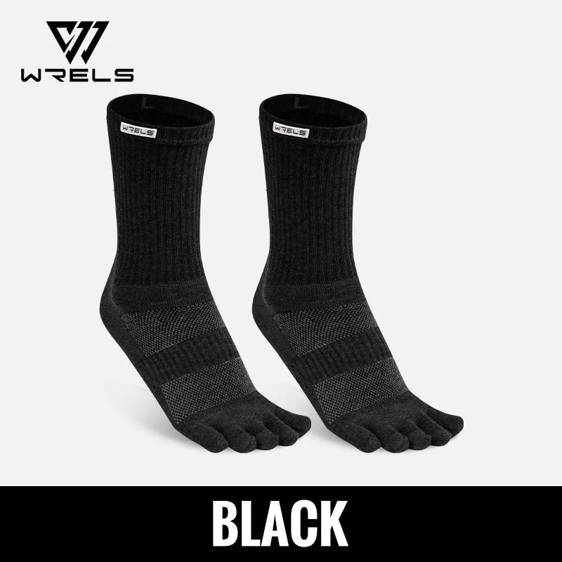 WRELS 1/2/3 Pairs Toe Socks Cotton Athletic Running Five Finger Socks Cushion Socks Sweat-Absorbing Breathable 5 Finger Socks