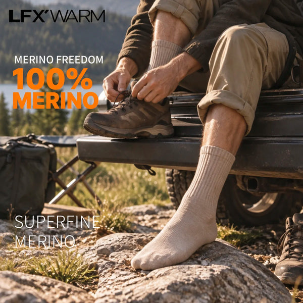 52025 Men's 100% Australian Merino Wool Socks – Soft Breathable Thermal Crew Socks, Natural Warmth & Everyday Comfort