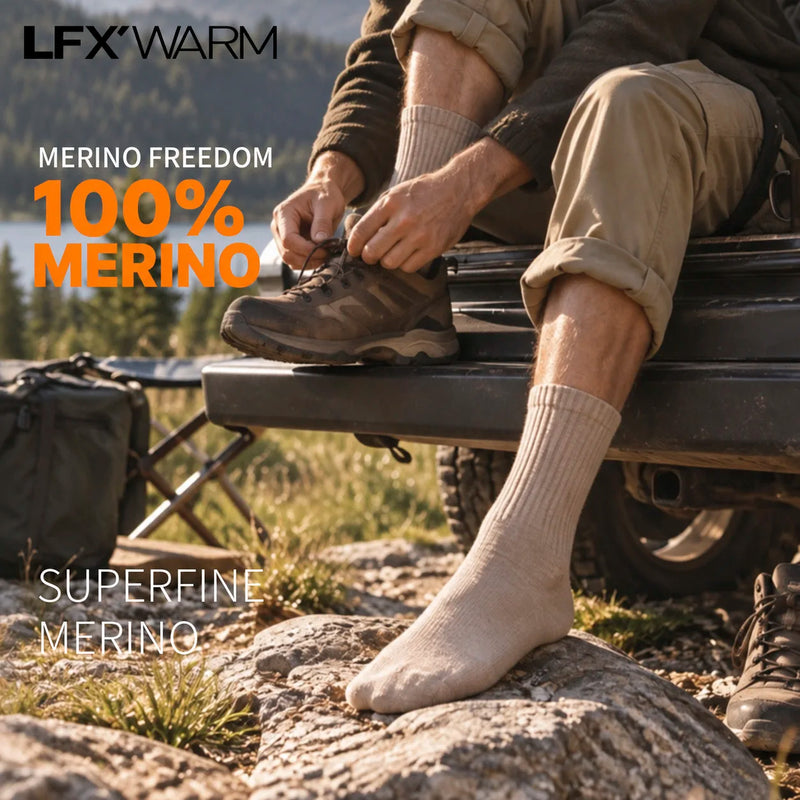 52025 Men's 100% Australian Merino Wool Socks – Soft Breathable Thermal Crew Socks, Natural Warmth & Everyday Comfort