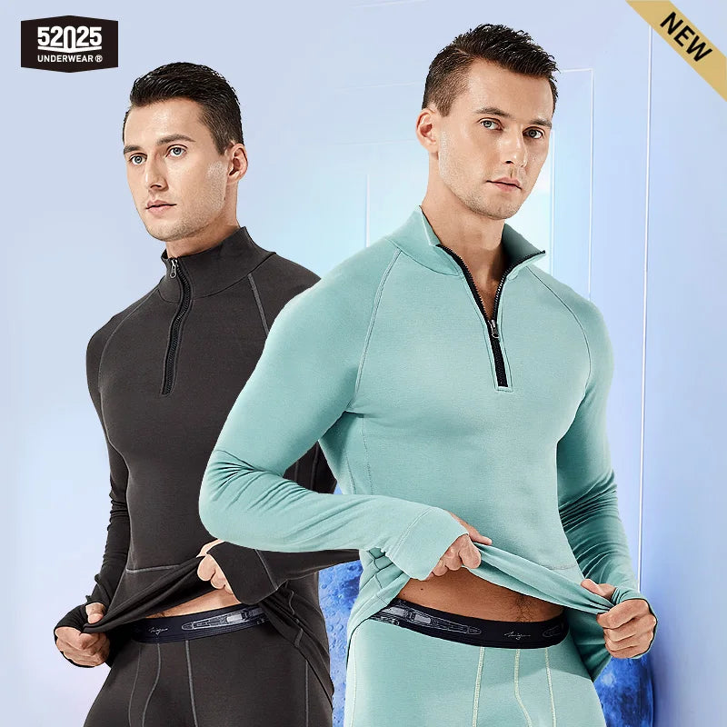 52025 Premium Zip Thermal Underwear – Multi-Layer Warmth, Functional Zip-Neck, Thumbhole Sleeves and a Merino Wool Blend