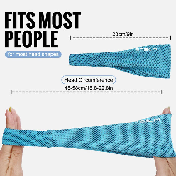 WRELS Summer Cooling Headbands for Men Non Slip  Elastic Sweat Hairbands Absorb Chill Cool Hairband for Hot Weather Running