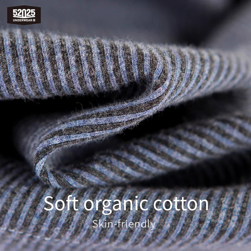 52025 Men's Organic Cotton Pants – Comfortable Lounge Sweatpants for Home & Leisure. Soft, Breathable, and Thick Striped Pants