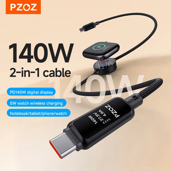 PZOZ For Apple watch series 11 iwatch ultra magnetic cable usb c to type c super charger fast charging cable iphone iPad Macbook