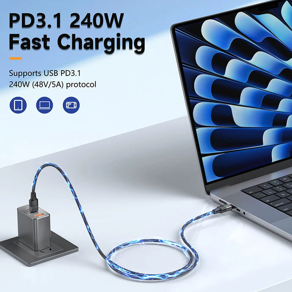 PZOZ 240W Magnetic Cable Type C Super Fast Charging Cable USB C Magnet Charger For iPhone OPPO Huawei Xiaomi Phone Wire Cord