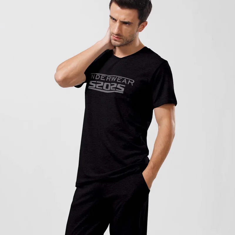 52025 Men's Cotton Modal Sleepwear Top – Ultra-Soft Breathable T-Shirt with Lightweight Comfort, Relaxed Feel and Modern Fit