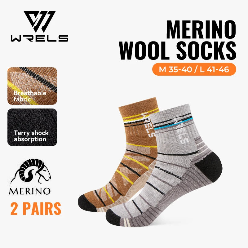 WRELS 1/2/3pairs Merino Wool Hiking Socks Thermal Winter Cushioned Moisture Wicking Socks Warm Wool Trekking Socks for Men Women