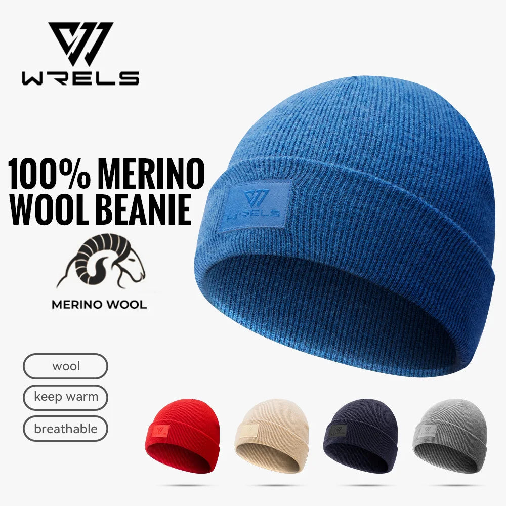 WRELS 100% Merino Wool Beanie Warm Winter Hat Watch Cap Merino Wool Hat Lightweight Thermal Hat Breathable Wool Watch Cap