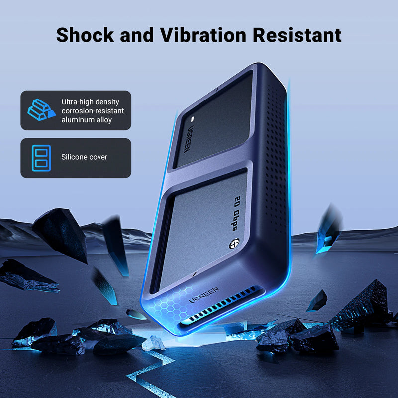 UGREEN 20Gbps NVMe SSD Case SSD Enclosure M.2 to USB3.2 Gen2x2 SSD Adapter for M.2 NVME PCIE Built-in Cooling Vest Aluminum Case