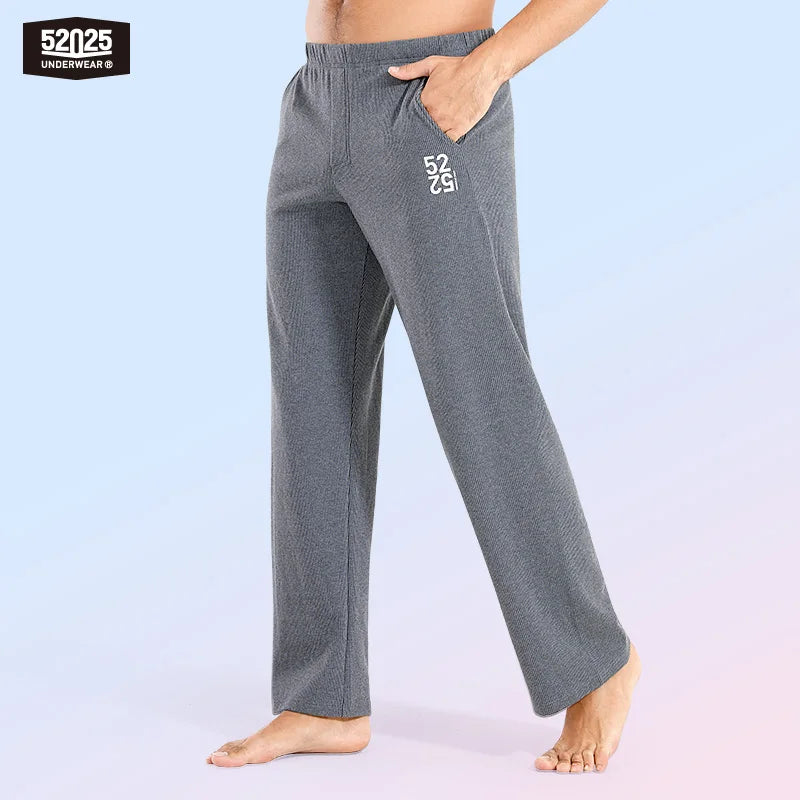 52025 Men's Organic Cotton Pants – Comfortable Lounge Sweatpants for Home & Leisure. Soft, Breathable, and Thick Striped Pants
