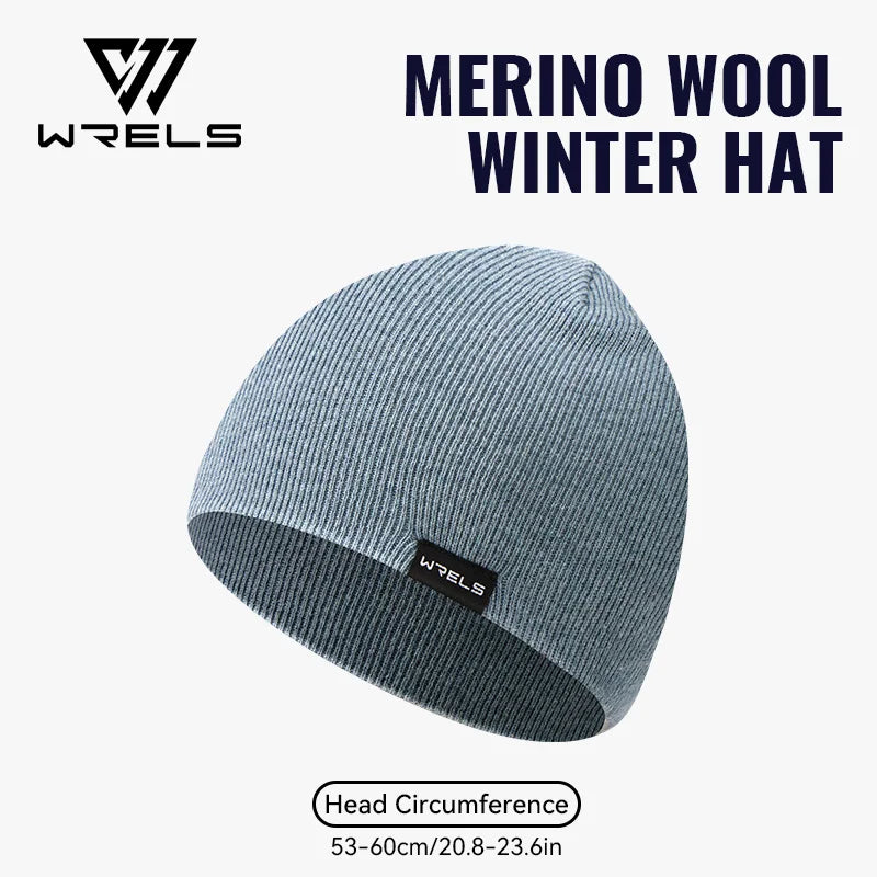 WRELS Merino Wool Beanie Soft Knit Beanie Hat Warm Durable Thick Lined for Cold Weather Skull Cap Hiking Ski Climbing Wool Hat