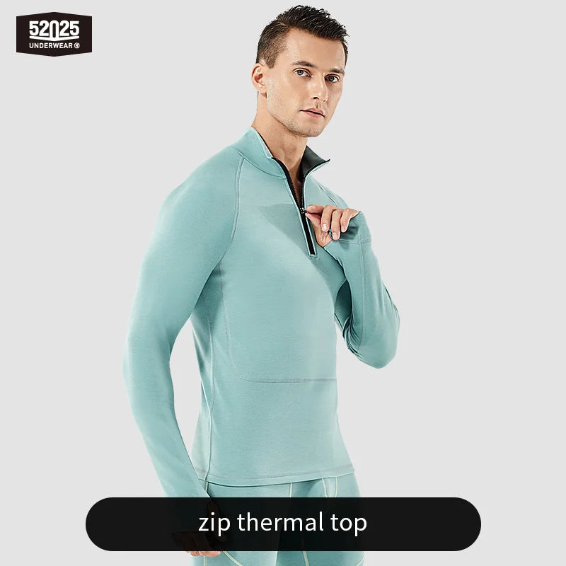 52025 Premium Zip Thermal Underwear – Multi-Layer Warmth, Functional Zip-Neck, Thumbhole Sleeves and a Merino Wool Blend