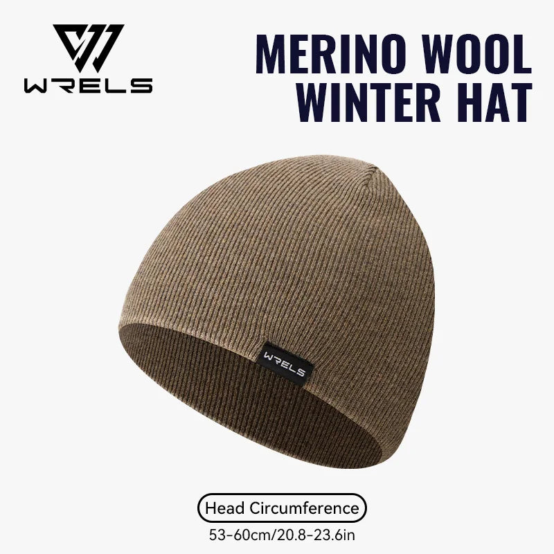 WRELS Merino Wool Beanie Soft Knit Beanie Hat Warm Durable Thick Lined for Cold Weather Skull Cap Hiking Ski Climbing Wool Hat