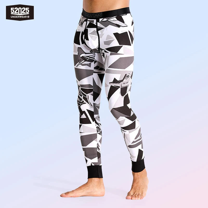 52025 Men’s Camouflage Thermal Leggings – Premium Cotton-Modal Blend with Eco-Friendly Print. Soft & Functional Men’s Pants