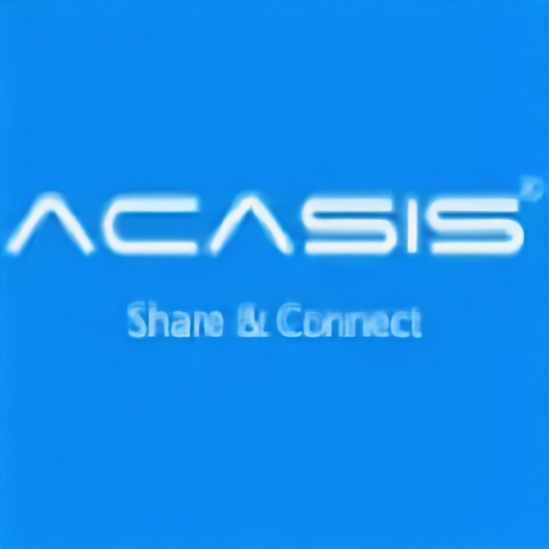 Acasis logo on a blue background