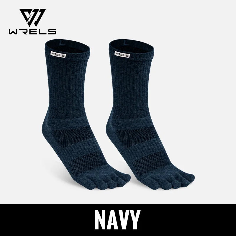 WRELS 1/2/3 Pairs Toe Socks Cotton Athletic Running Five Finger Socks Cushion Socks Sweat-Absorbing Breathable 5 Finger Socks