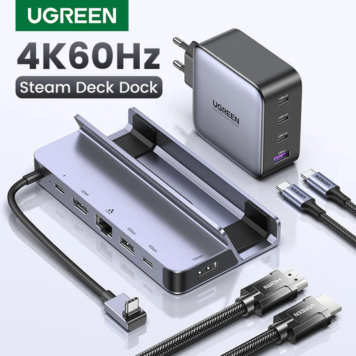 UGREEN USB C Docking Station to HDMI 4K60Hz RJ45 PD100W EU US UK Charger Dock for Steam Deck ROG Ally MacBook PC USB A C 3.0 HUB