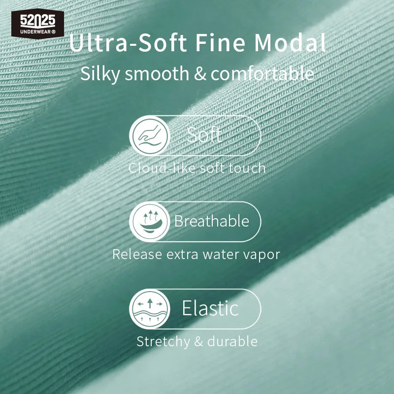 52025 Men's Micromodal Boxer Briefs 8" (3-Pack) – Silky-Smooth Boxers with Extended Coverage, Open Fly and Second-Skin Comfort