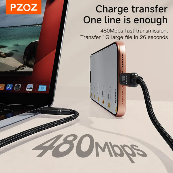 PZOZ For Apple watch series 11 iwatch ultra magnetic cable usb c to type c super charger fast charging cable iphone iPad Macbook