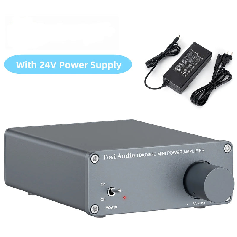 ឧបករណ៍ពង្រីកសំឡេង Fosi Audio TDA7498E 2 ឆានែល ឧបករណ៍ទទួលសំឡេង មីនី ហៃហ្វាយ អំពែរ ឧបករណ៍បំពងសម្លេងរោងភាពយន្តនៅផ្ទះ 160W x 2 អំពែរ