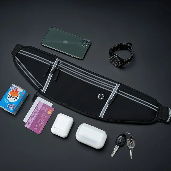WRELS Professional Running Waist Bag Waterproof Utralthin Sports Waist Pack Fanny Packs Reflective Running Waist Belt Bag