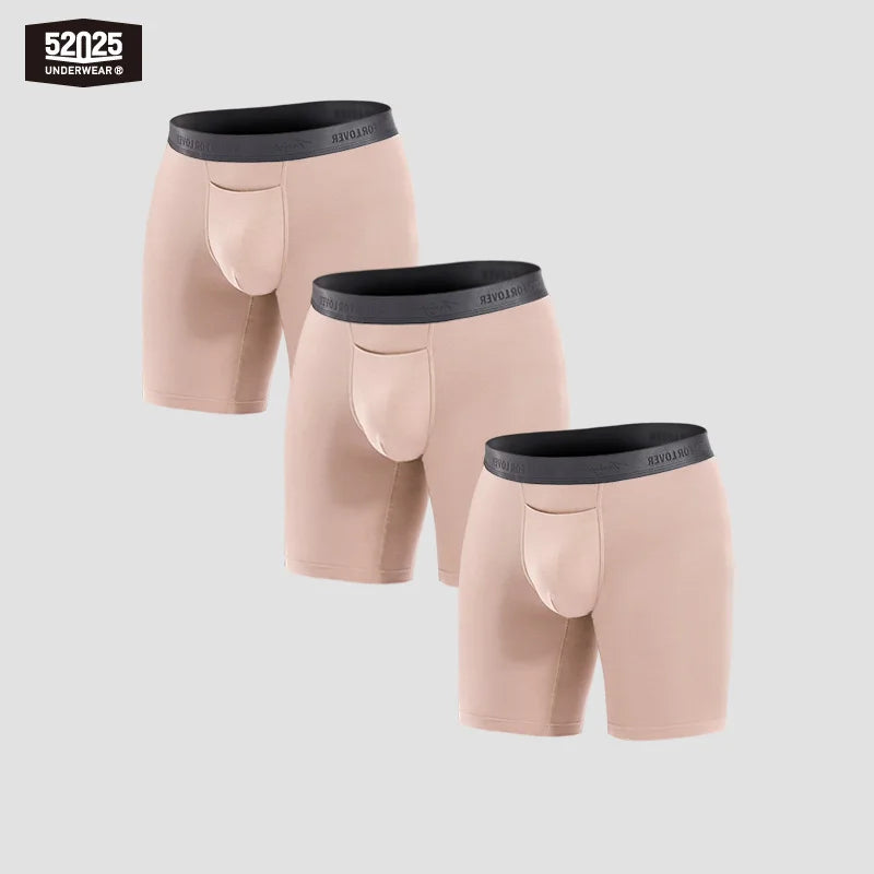 52025 Men's Micromodal Boxer Briefs 8" (3-Pack) – Silky-Smooth Boxers with Extended Coverage, Open Fly and Second-Skin Comfort