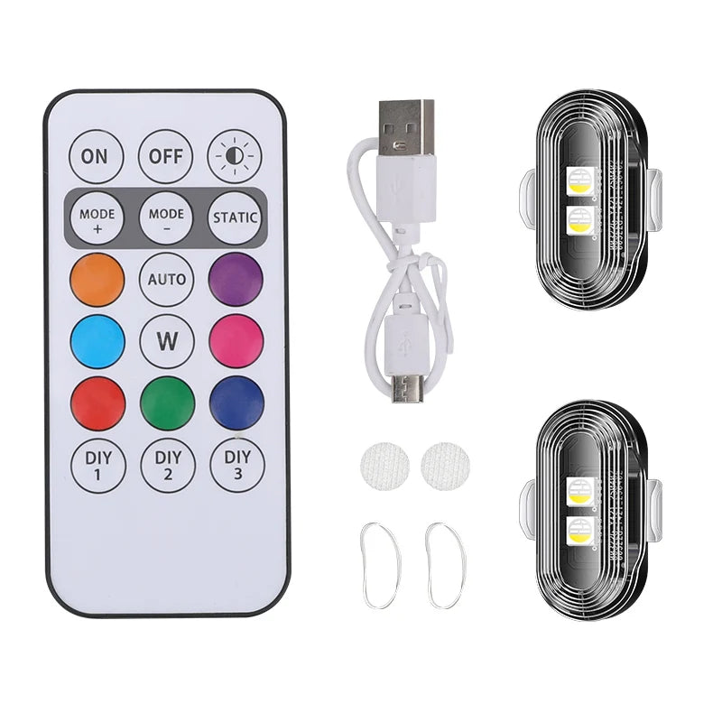 SEAMETAL Wireless Light Aircraft Airplane Helicopter Warning Lights RGB Led Aircraft Strobe Lights Car Motorcycle LED Lights