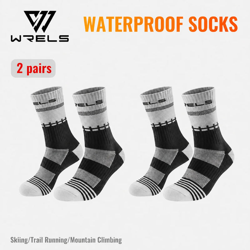 WRELS 1/2/3 Pairs Waterproof Socks Breathable Cushioned Athletic Socks Warm Anti-Slip Outdoor Wading Skiing Fishing Hiking Socks