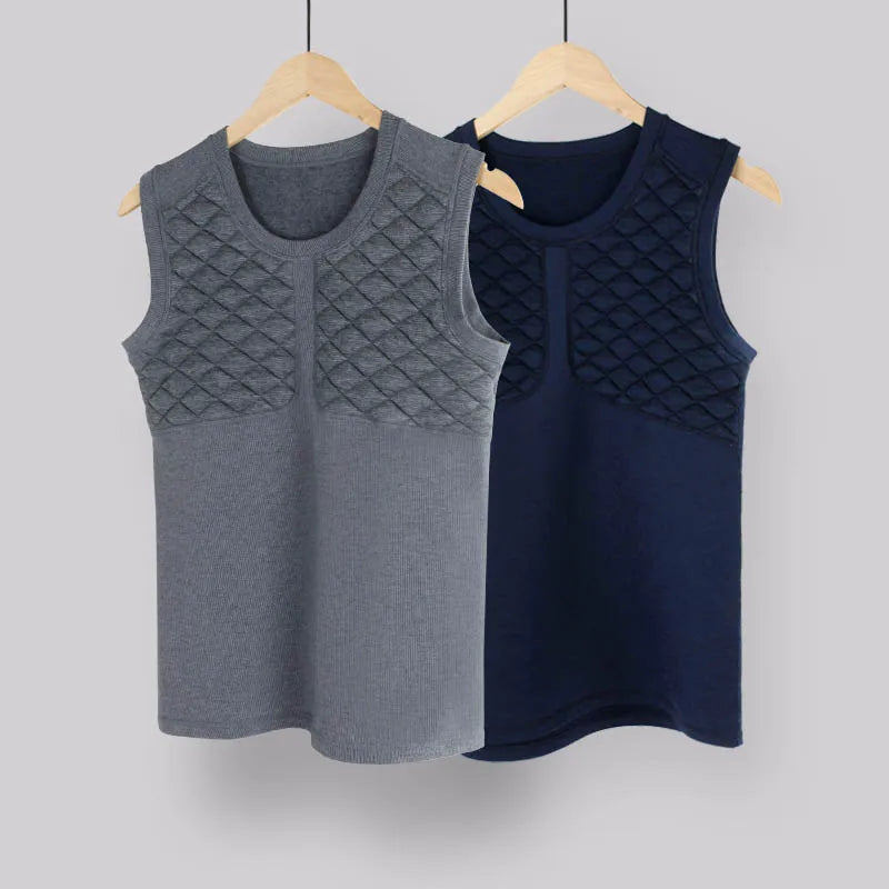 52025 Warm Men’s Thermal Vest – 3-Layer Thick Cotton Sleeveless Top with Soft Fleece Lining. Premium Winter Undershirt for Cold