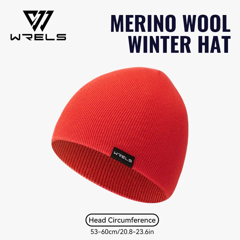 WRELS Merino Wool Beanie Soft Knit Beanie Hat Warm Durable Thick Lined for Cold Weather Skull Cap Hiking Ski Climbing Wool Hat
