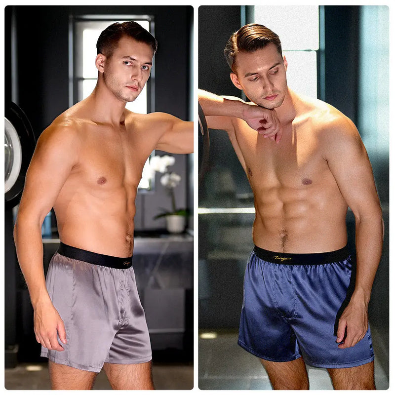 52025 Luxury Silk Men’s Shorts – 100% Mulberry Silk Lounge Shorts, Natural Silk Pajama Shorts, Luxurious Feel, Everyday Comfort