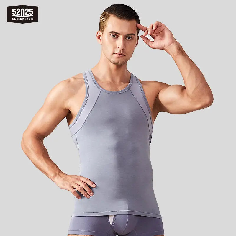 52025 Men's Premium MicroModal Tank Top / Undershirt –– Ultra-Soft Comfort, Silk-Mesh Cooling Zones and Streamlined Fit