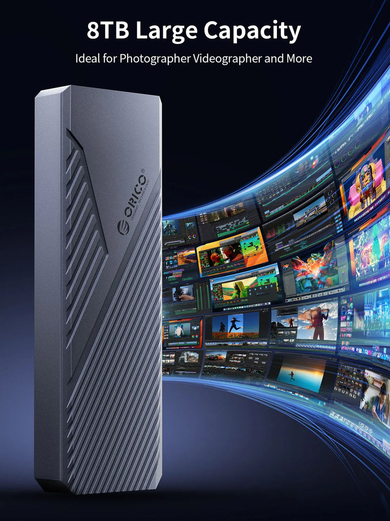 ORICO USB4 40Gbps Enclosure with Cooling Fan 8TB PCIe4.0 NVME Enclosure Aluminum Compatible Thunderbolt 3/4 for mac mini iMac