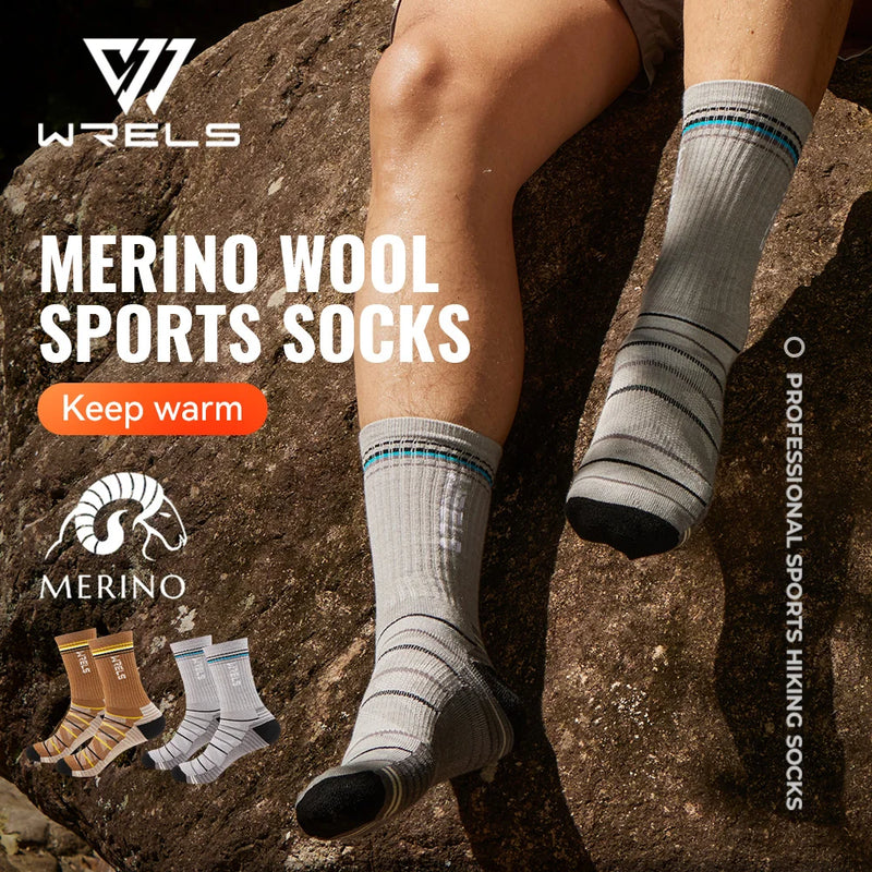 WRELS 1/2/3pairs Merino Wool Socks Thermal Warm Athletic Anti-slip Sports Socks Hiking Thick Cold Weather Men Woman Wool Socks