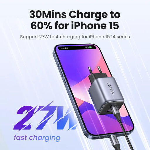 UGREEN GaN 35W Charger USB Charger PD3.0 QC3.0 Quick Charger For iPhone 15 14 13 Pro Samsung Xiaomi iPad Pro USB C Fast Charger