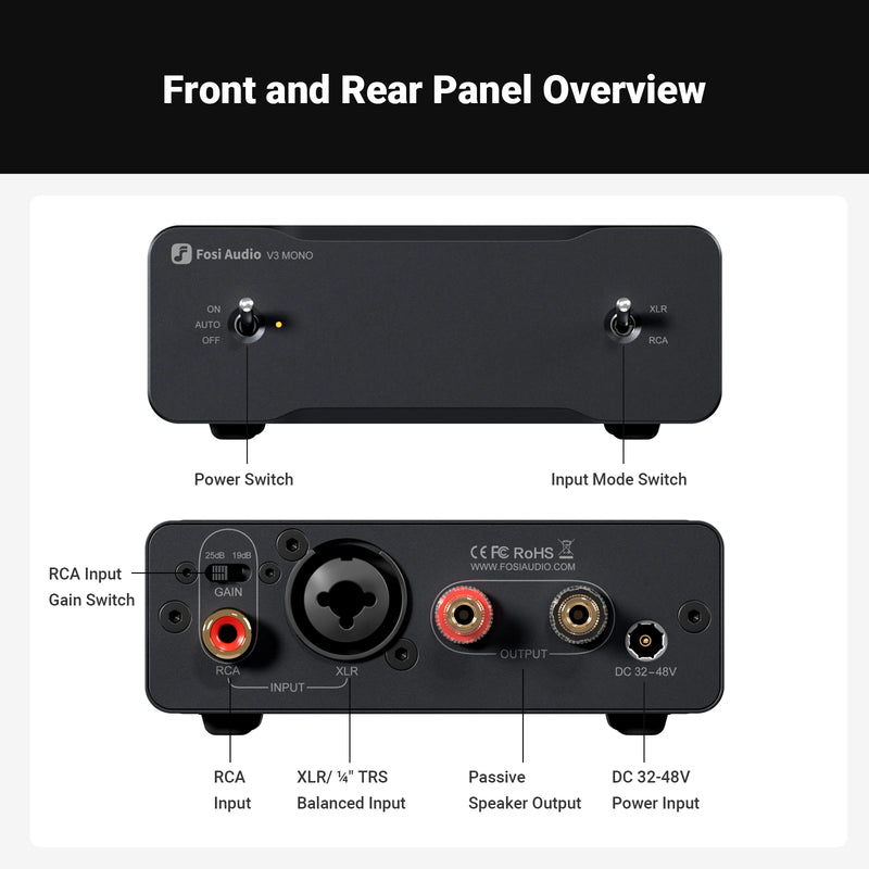 ឧបករណ៍ពង្រីកសំឡេង Fosi Audio V3 ម៉ូណូស្តេរ៉េអូ 2/2.1/3/4/5 ឆានែល TPA3255 អំភ្លីខ្នាតតូច 240W ឧបករណ៍ពង្រីកសំឡេងអាជីព