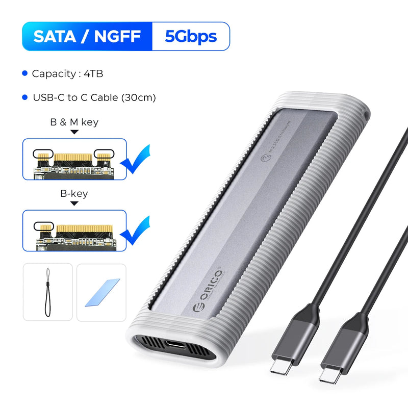 ORICO M.2 NVMe SATA SSD Enclosure Tool-Free USB External 10Gbps M.2 NVMe to USB Adapter Support UASP for PCIe NVMe and SATA SSD