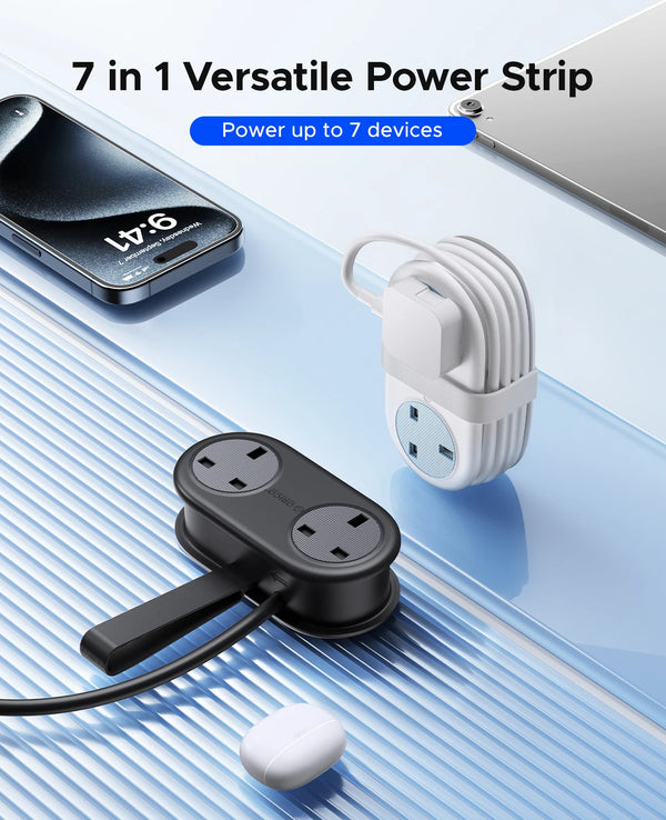ORICO UK Plug Electrical Power Strip with  Multiple 2 AC Outlets 2 USB Port 1 Type C Port 1.2M Extension Cord Portable Travel