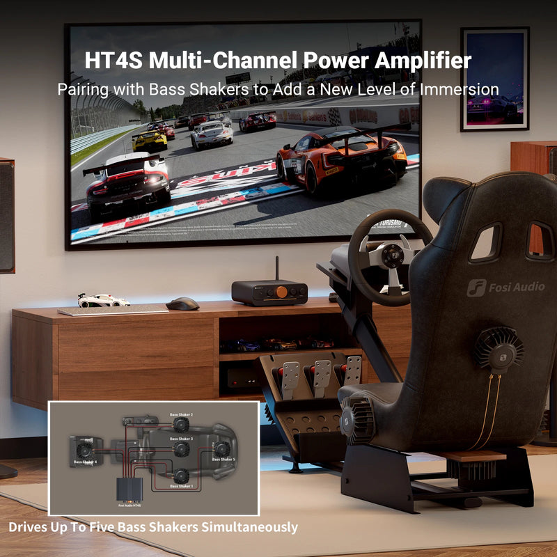 ឧបករណ៍ពង្រីកសំឡេង Fosi Audio HT4S Bluetooth 4.1 សម្រាប់ផ្ទះ, ឧបករណ៍ពង្រីកសំឡេងក្រៅផ្ទះ, ឧបករណ៍ពង្រីកសំឡេងលើតុខ្នាតតូច, ឧបករណ៍ពង្រីកសំឡេងបាស ៤ ឆានែលសម្រាប់ឧបករណ៍បំពងសម្លេង