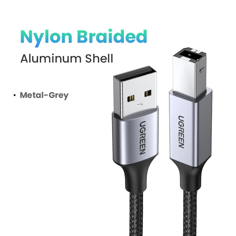 Ugreen USB Printer Cable USB Type B Male to A Male USB 2.0 Cable for Canon Epson HP ZJiang Label Printer DAC USB Printer