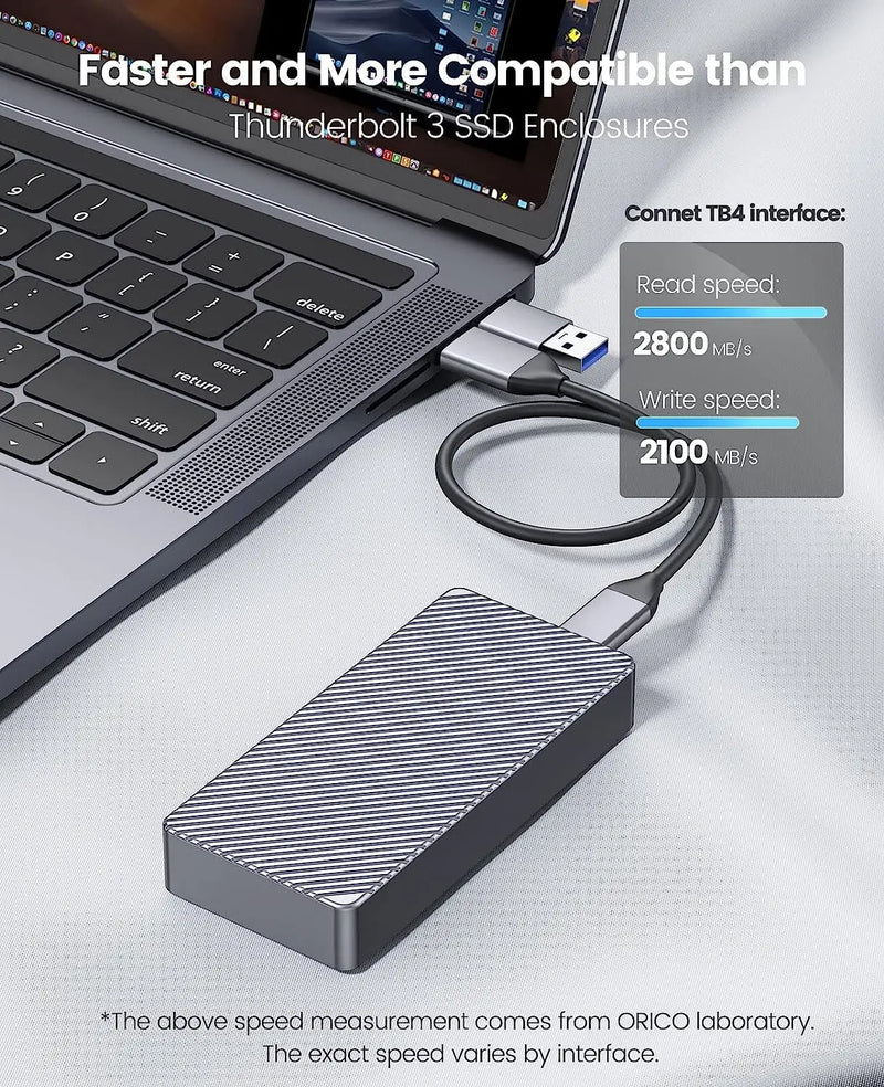 ORICO 40Gbps M.2 NVMe SSD Enclosure USB4 PCIe3.0x4 USB C Aluminum External Adapter Compatible with Thunderbolt 3 4 Tool Free