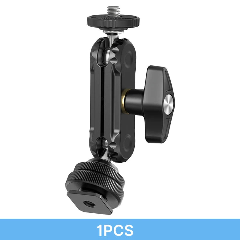 Ulanzi R098 ក្បាលបាល់ពីរជាន់ Magic Arm ជាមួយ Cold Shoe Mount វីស 1/4 អ៊ីញ សម្រាប់កាមេរ៉ា DSLR ម៉ូនីទ័រ មីក្រូហ្វូន វីដេអូ ភ្លើង Super Clamp