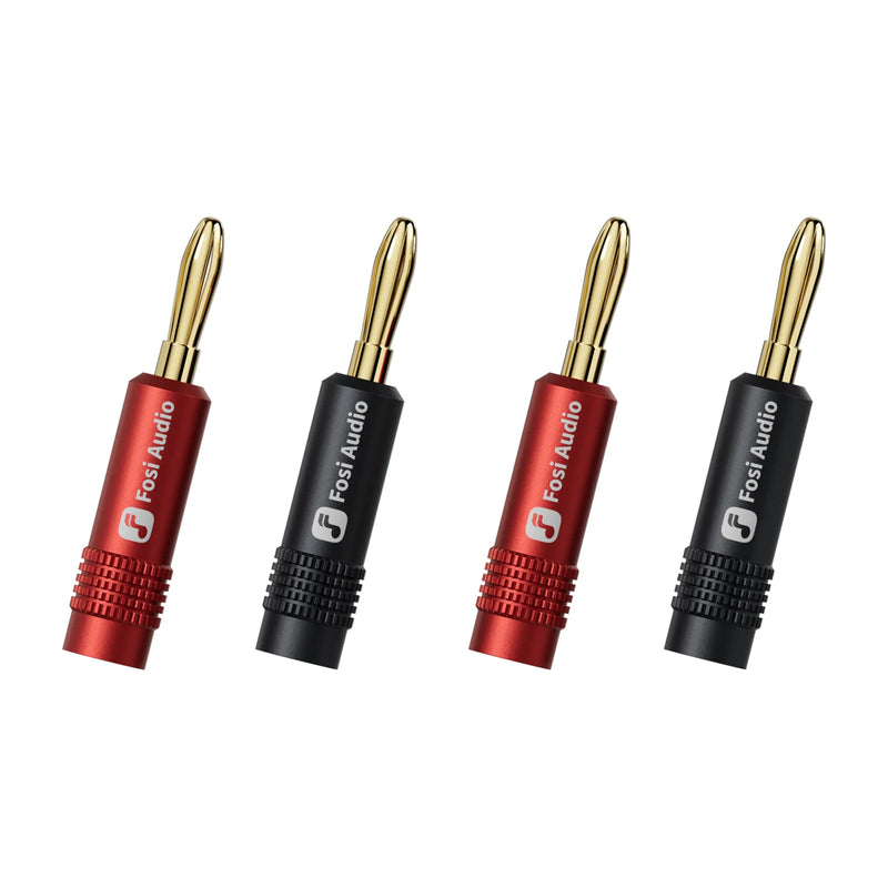 ឌុយចេក Fosi Audio 2 គូ/4 ដុំ ពណ៌ខ្មៅ និងក្រហម 24K មាស សម្រាប់ភ្ជាប់ជាមួយឧបករណ៍បំពងសម្លេង ឧបករណ៍បំពងសម្លេង និងឧបករណ៍ទទួល