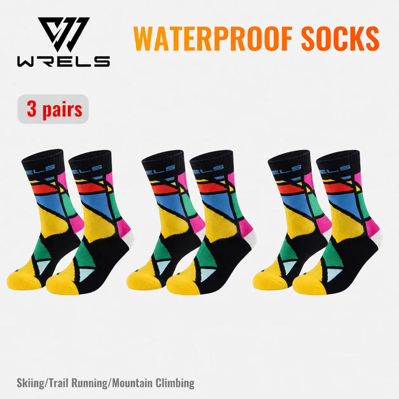 WRELS 1/2/3 Pairs Waterproof Socks Breathable Cushioned Athletic Socks Warm Anti-Slip Outdoor Wading Skiing Fishing Hiking Socks