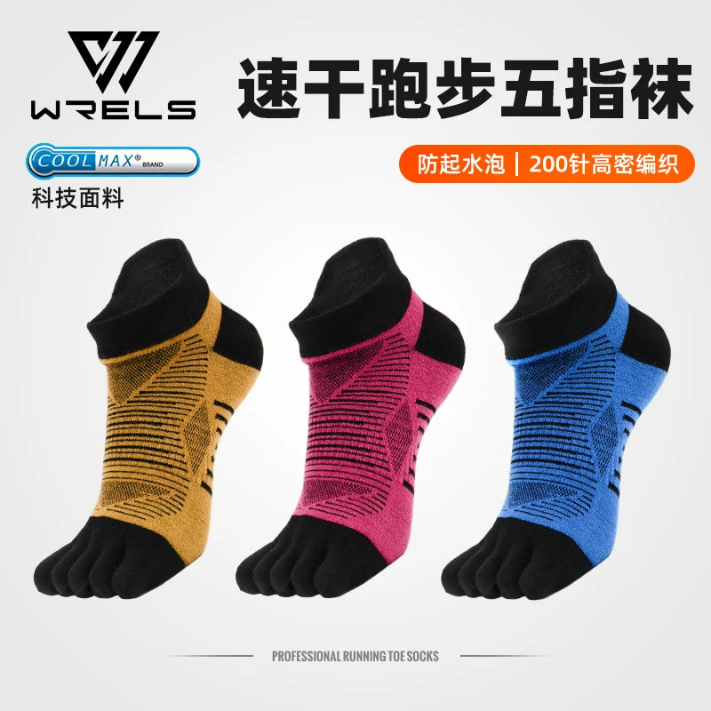WRELS COOLMAX Five Finger Socks High Performance Athletic Toe Socks 1/3Pair Moisture Wicking Breathable Quick-Dry Five Toe Socks