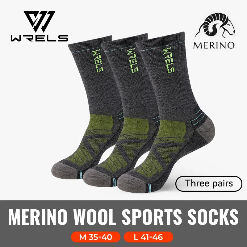WRELS 1/2/3 Merino Wool Socks Thermal Warm Crew Winter Boot Sock Moisture Wicking Breathable Performance Thick Wool Hiking Socks