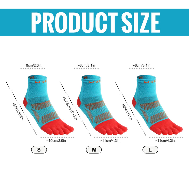 WRELS 1/2/3pairs Toe Socks 5 Finger Running Socks Anti Slip Moisture Wicking Anti-Blister Five Finger Breathable Athletic Socks