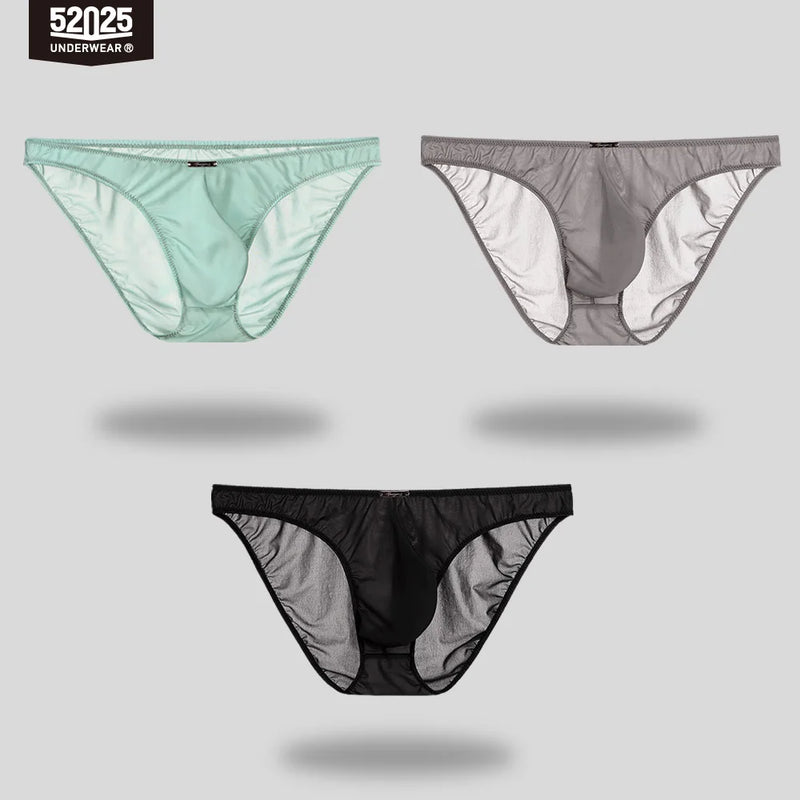 52025 Men's Ultra-Light Mini Briefs – Semi-Transparent, Silky-Soft Nylon, 3D Anatomical Pouch and Barely-There Comfort