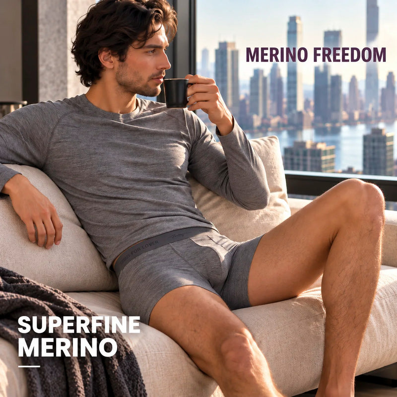 52025 Men's Premium 100% Australian Merino Wool Boxers (3Pack) – Superfine 16 Micron Wool, Breathable Comfort & Thermoregulation