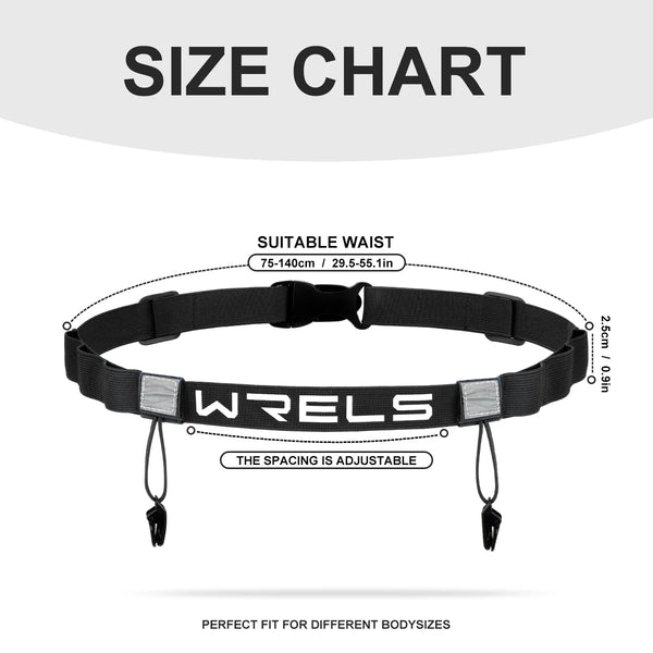 WRELS Running Bib Holder Race Belt Runner Bib Strap Race Number Belt for Triathlon Marathon Runing Cycling Adjustable Waist Belt
