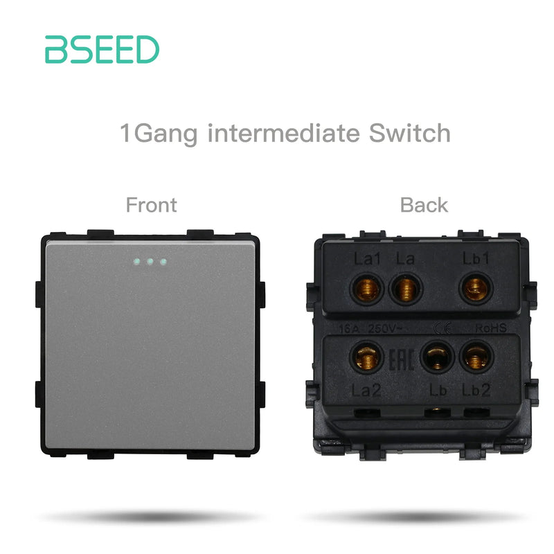BSEED 1/2/3Gang Mechanical Button Switch Light Switch Function Part Crystal Glass Frame EU Wall Socket DIY Part Free Combination